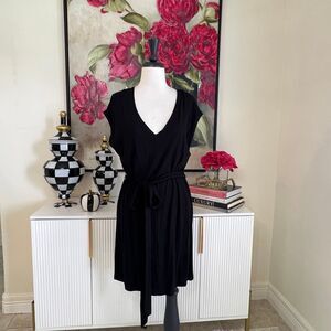 1. State Women's V-Neck Short Sleeve Tie Waist Mini Dress Black Size Small NWT